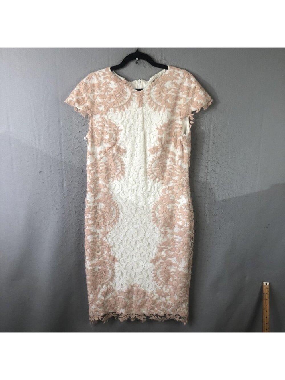 Tadashi Shoji Dress Women 14 White Lace Floral Sheath Wedding Bridal Statement
